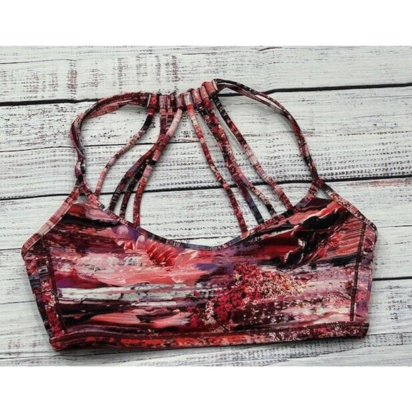 Lululemon Womens Lighten Up Sports Bra Strappy Stretch Yoga Gym Active Size 4 - Picture 1 of 6